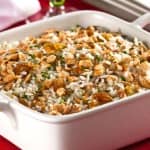 Arroz de festa com champanhe, amêndoas e passas