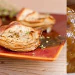 BATATAS ASSADAS FATIADAS COM CHUTNEY DE MANGA BATATAS ASSADAS FATIADAS COM CHUTNEY DE MANGA