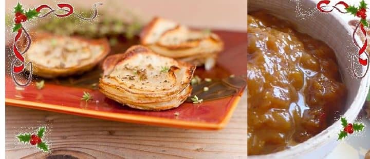 BATATAS ASSADAS FATIADAS COM CHUTNEY DE MANGA