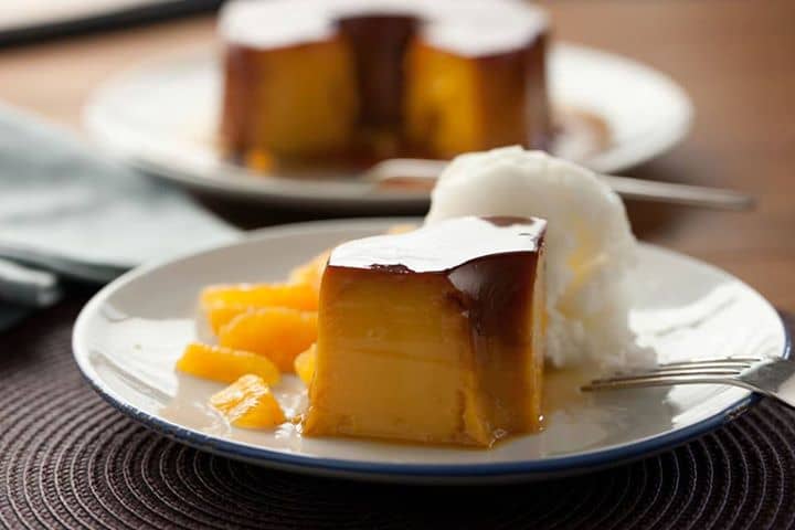 Pudim de azeite, mel e laranja