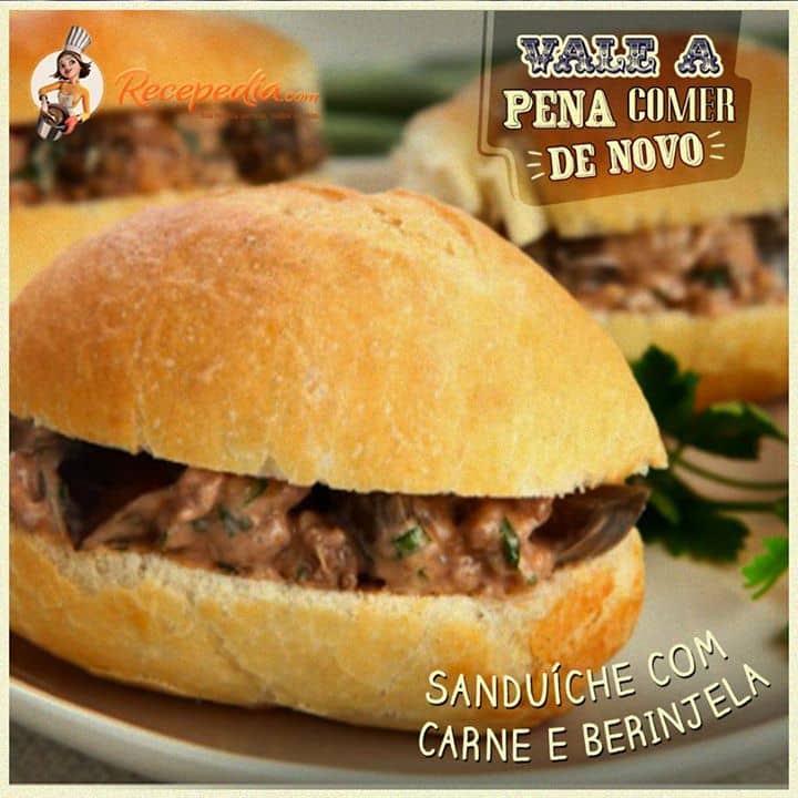 Sanduiche com Carne e Berinjela