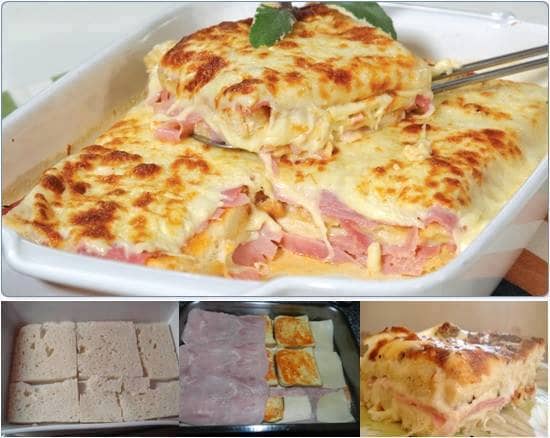 Lasanha de Pão de Forma com Presunto