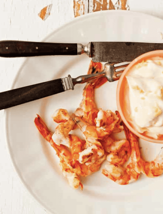 Menu Dia dos Namorados - Camarões grelhados com maionese de manga e gengibre