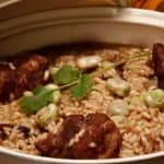 Arroz de entrecosto e favas
