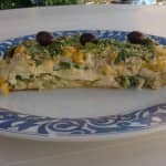 Frittata de Legumes Verdes, Azeitonas e Queijo Parmesão