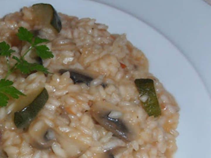 Risoto de Abobrinha e Cogumelos Frescos