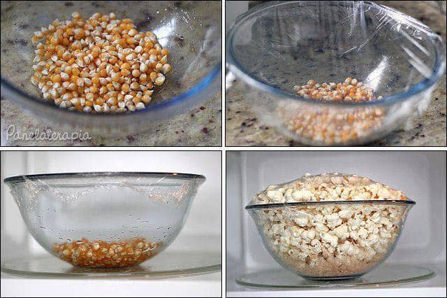 Pipoca no microondas sem óleo com milho para pipoca