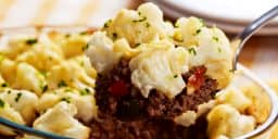 Gratinado de carne moída com couve-flor